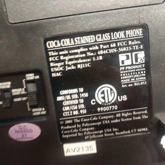 Coca Cola 2001 Tiffany Style Stained Glass Look Light Up Holiday Telephone/Phone - Picture 9 of 16